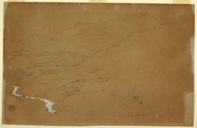 エクアドルのグアランダ近くの小川と住宅のある谷 作： Frederic Edwin Church