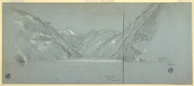 ドイツ、バイエルン州ベルヒテスガーデン近くのファルケンシュタインとケーニヒス湖の眺め、パート2 作： Frederic Edwin Church