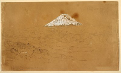 グアノホとグアランダ、エクアドルの近くの雪に覆われたチンボラソ山の眺め 作： Frederic Edwin Church