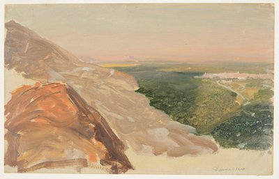山からのダマスカス、シリアの平原の眺め。 作： Frederic Edwin Church