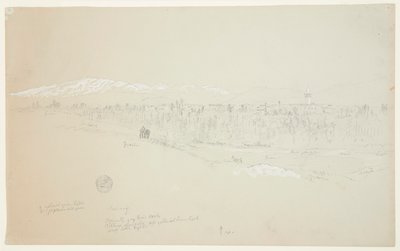 クセイヤの村、遠くに見える山岳レバノン 作： Frederic Edwin Church