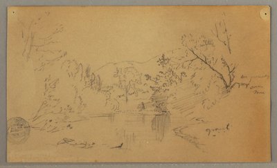 樹木が茂った谷、バーモント州の曲がりくねった川 作： Frederic Edwin Church