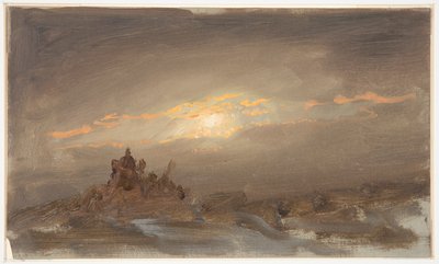 月明かりの下で冬の風景 作： Frederic Edwin Church