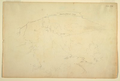 樹木が茂った丘の中腹、キャッツキル山脈 作： Frederic Edwin Church