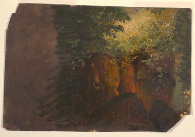 岩のある森のシーン 作： Frederic Edwin Church