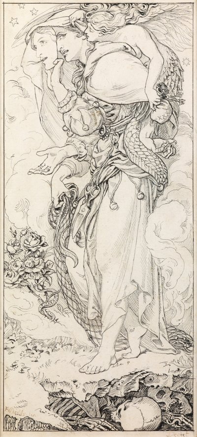 昇天教会の偽り（ペンとインク） 作： Frederic James Shields
