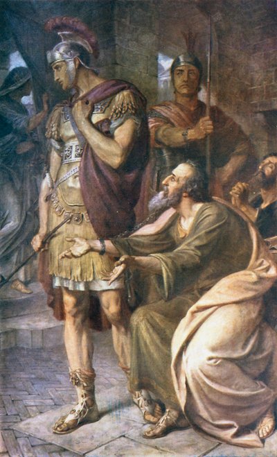 ローマでのパウロ（カラーリトグラフ） 作： Frederic James Shields