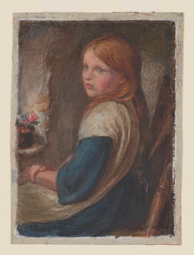座る少女の習作 1870年頃 （紙に水彩、ガッシュ、アラビアゴム） 作： Frederic James Shields