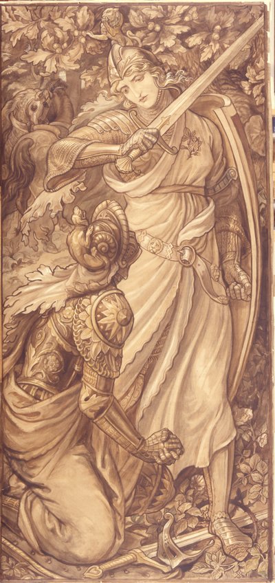 ザ・ヴィクター（紙に水彩と鉛筆による白色着色） 作： Frederic James Shields