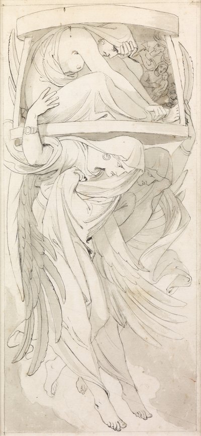 昇天教会の邪悪さ（ペン、インク、ウォッシュ） 作： Frederic James Shields