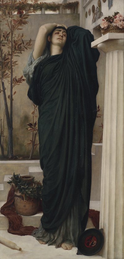 アガメムノンの墓のエレクトラ（油彩・キャンバス） 作： Frederic Leighton