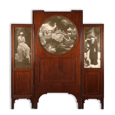 プリントインレイ付きマホガニー3つ折りスクリーン（マホガニー3つ折りスクリーンセット） 作： Frederic Leighton