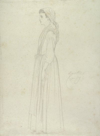 マリエッタ、カプリ、1859年（紙に黒鉛） 作： Frederic Leighton