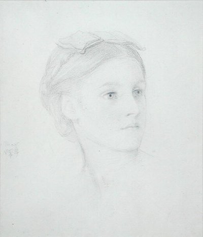 メイ・サルトリス（1845-1925）の肖像 1854年（紙に鉛筆） 作： Frederic Leighton