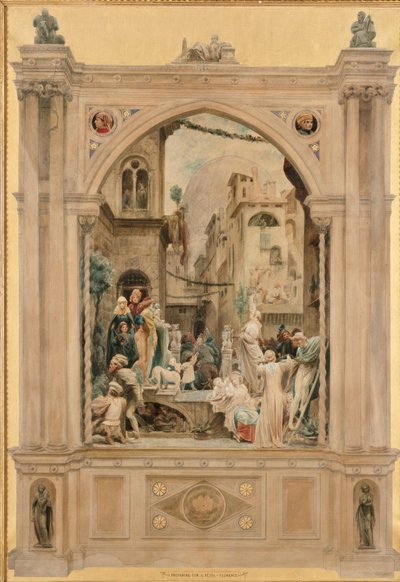 フェスタの準備、フィレンツェ、1851 作： Frederic Leighton