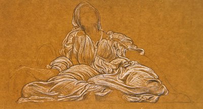 ダンスのための習作（紙に白黒のチョーク） 作： Frederic Leighton