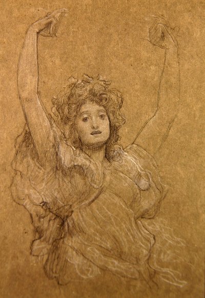 踊り子の習作（紙に黒白チョーク） 作： Frederic Leighton