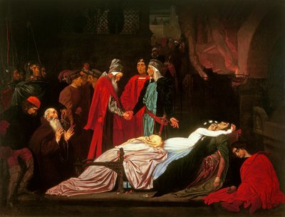 ロミオとジュリエットの死体をめぐるモンタギューとキャプレットの和解 作： Frederic Leighton