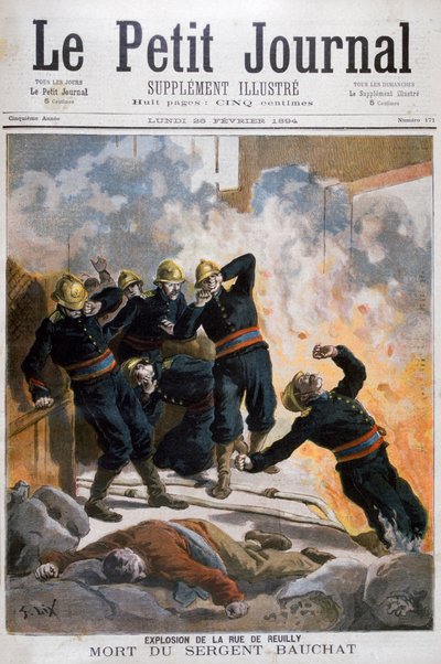 バウシャト軍曹の死去、1894年、パリ、ルイイ通り 作： Frederic Lix