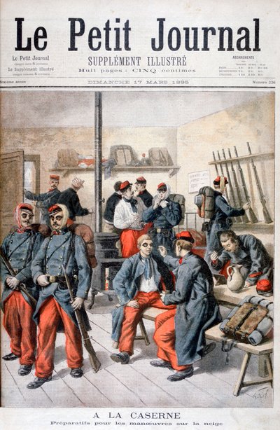 兵舎で、雪の中での操縦の準備、1895 作： Frederic Lix