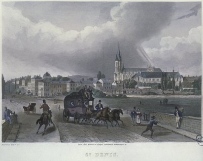 聖デニスの町、フレデリックマルテンス（1809-75）1832（色の彫刻）によって彫刻 作： Frederic Martens