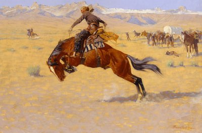 範囲の冷たい朝、c.1904 作： Frederic Remington