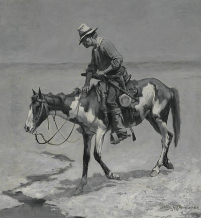 テキサスポニー、1889年（作曲ボードに油彩） 作： Frederic Remington