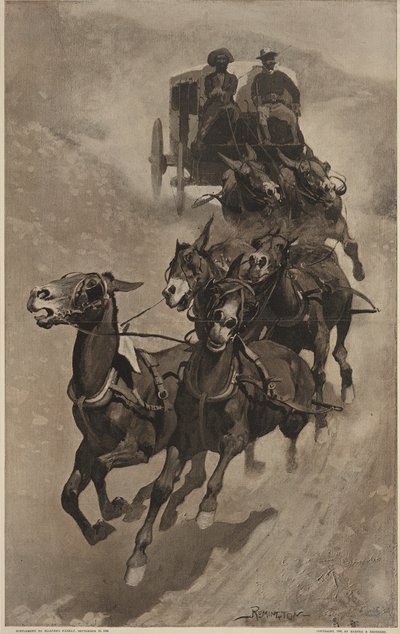ハーパーズウィークリーからの陸軍郵便救急車、pub.1890 作： Frederic Remington