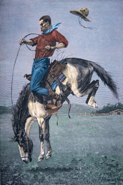 ブロンコ・バスター（彩色彫刻 作： Frederic Remington