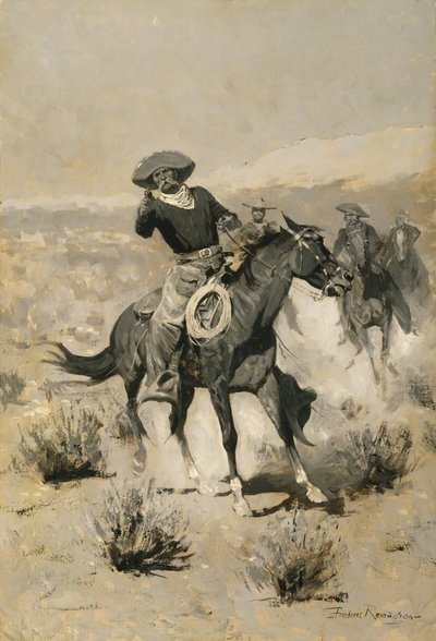 範囲の日（ハンズアップ）c.1902 作： Frederic Remington