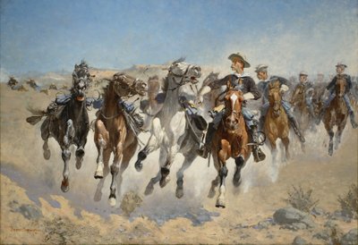 降車：第4トルーパーズ、LEDの馬を動かす、1890 作： Frederic Remington