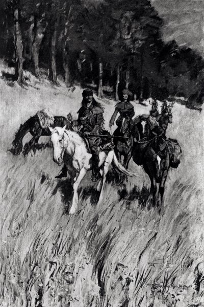 19世紀の「Century Magazine」からFHウェリントンによって刻まれたブルーリッジの初期の開拓者 作： Frederic Remington