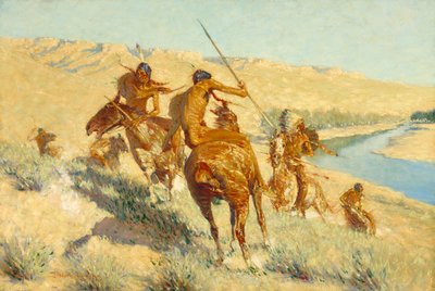 バッファロー銃のエピソード（バッファロー銃の訪問：バッファローエピソード）1909 作： Frederic Remington