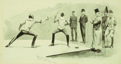 ディッケルのアカデミーでフェンシング、 作： Frederic Remington