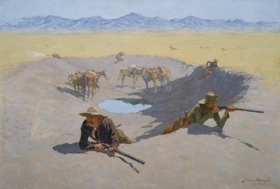 滝壺の戦い、1903 作： Frederic Remington