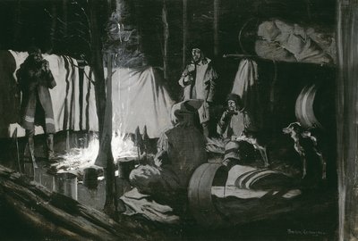 旅行の最初で最高のキャンプ、1895 作： Frederic Remington