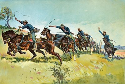 エルポソヒルを登るグライムスのバッテリー 作： Frederic Remington