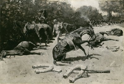1899年、サンティアゴで馬が自国のためにどのように死んだか 作： Frederic Remington
