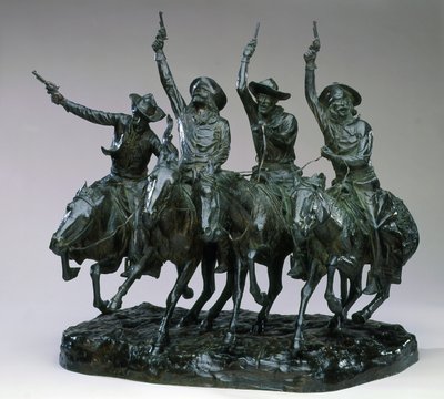 範囲外-ライを通り抜ける 作： Frederic Remington