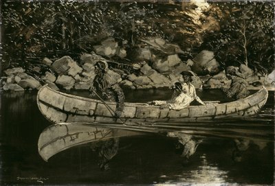 1897年、負傷した英国将校を漕いでいる。 作： Frederic Remington