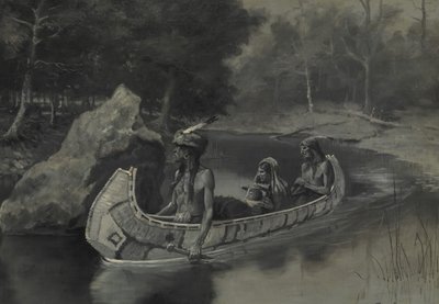 Pitched It Sheer into the River 。 。 1889年の夏にまだ見られる場所。 作： Frederic Remington