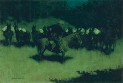 パックトレインの恐怖、1908 作： Frederic Remington
