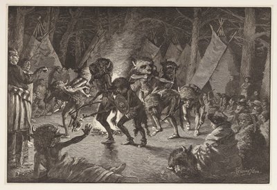 バッファローダンス、ハーパーズウィークリー、パブ1887 作： Frederic Remington