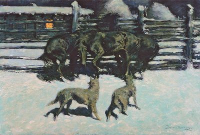 助けを求める（ベイで）1908年頃（キャンバスに油彩） 作： Frederic Remington
