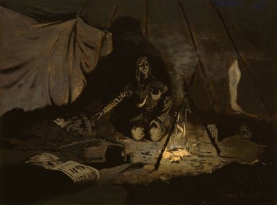 乾いた葉は彼女よりも長持ちした、c.1899 作： Frederic Remington