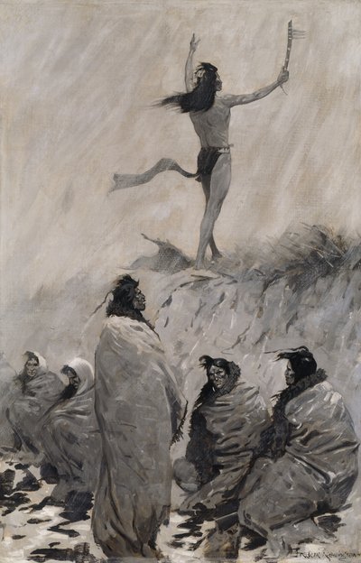 ファイアーイーターはサンダーバードに腕を上げた 作： Frederic Remington