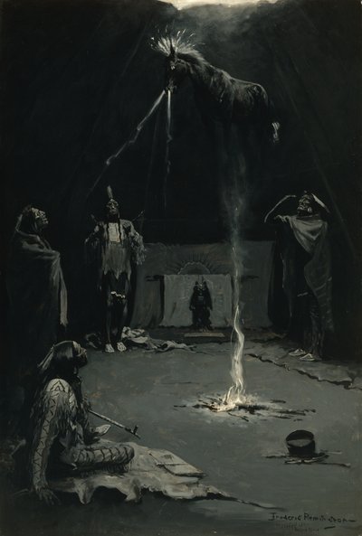 薬馬の行くこと（インドの火の神）1897 作： Frederic Remington