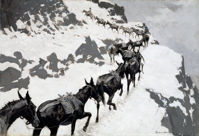ラバパック（コロラド州の銀鉱山に入る鉱石列車）1901 作： Frederic Remington
