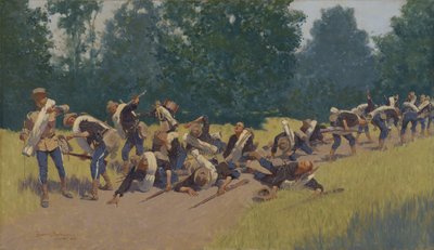 1898年、サンファンヒルの破片の叫び 作： Frederic Remington