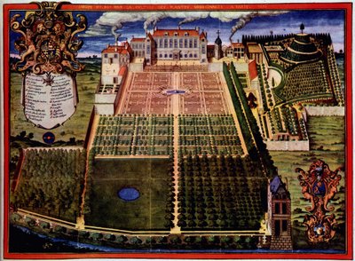 王宮庭園（薬草園）の眺め - スカルベルジュの「王宮薬草園の解説」にて 作： Frederic Scalberge